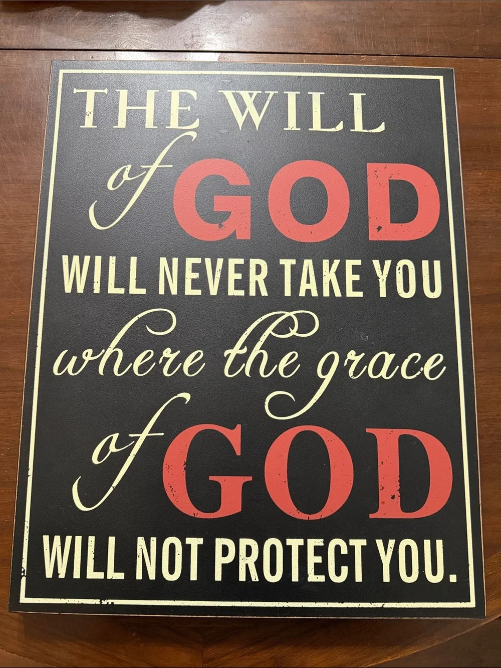 Inspirational Faith Wall Plaque - Black and Red Distressed Style 15 X 20”
